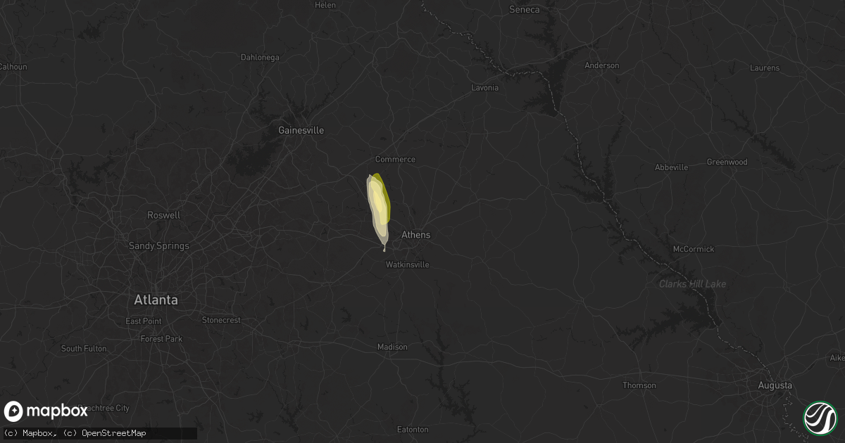 Hail map in Athens, GA on May 12, 2025