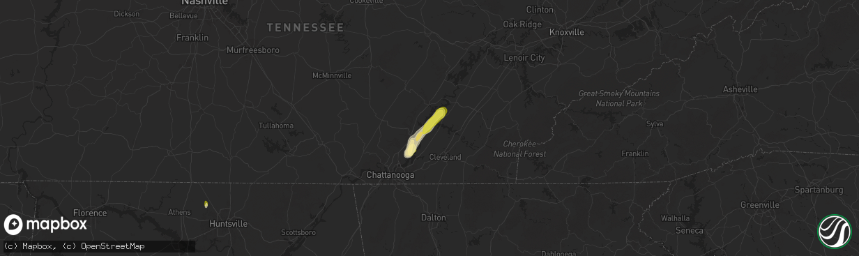 Hail map in Birchwood, TN on May 12, 2025