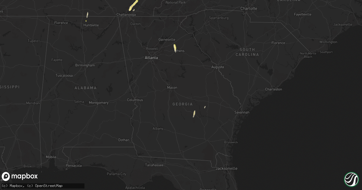 Hail map in Georgia on May 12, 2025
