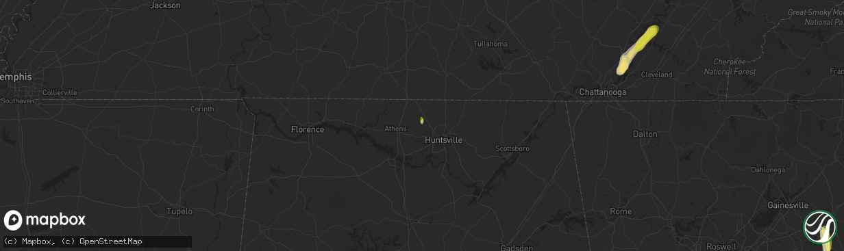 Hail map in Harvest, AL on May 12, 2025