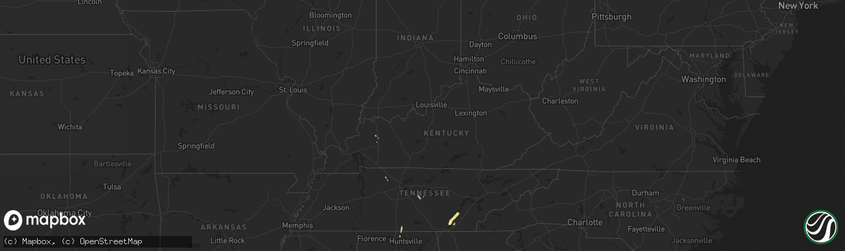 Hail map in Kentucky on May 12, 2025