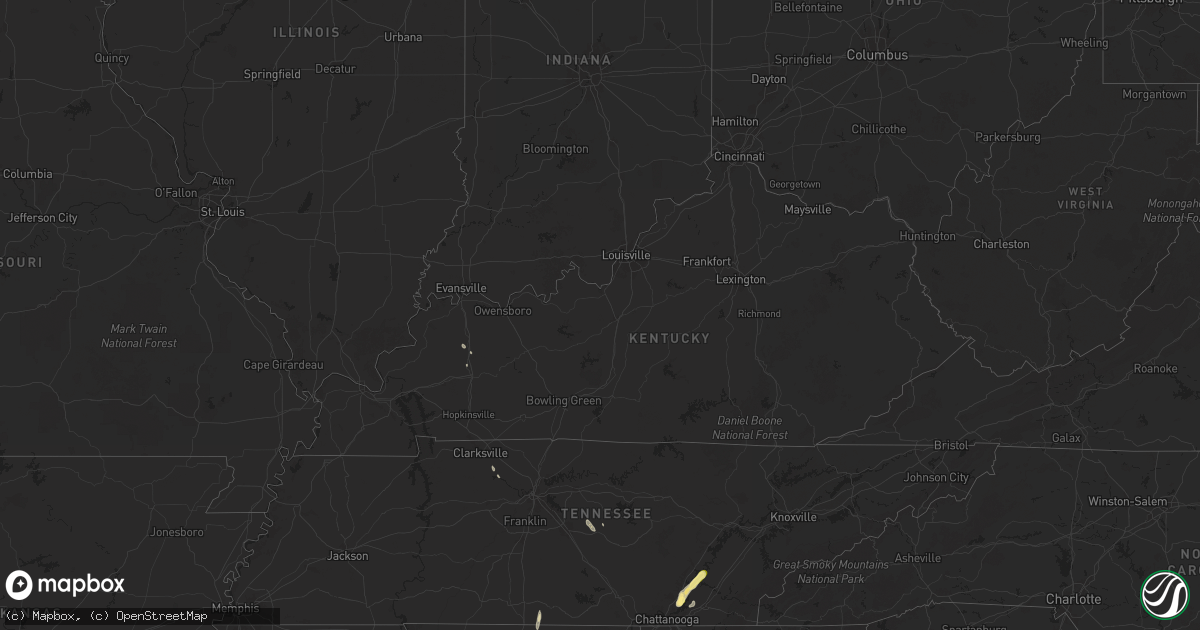 Hail map in Kentucky on May 12, 2025