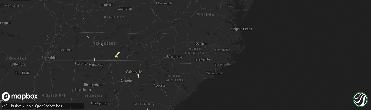 Hail map in North Carolina on May 12, 2025