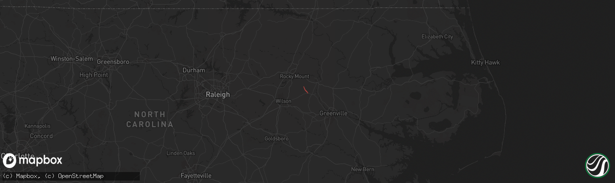 Hail map in Pinetops, NC on May 12, 2025