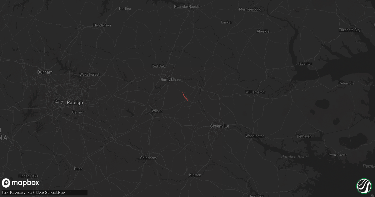 Hail map in Pinetops, NC on May 12, 2025