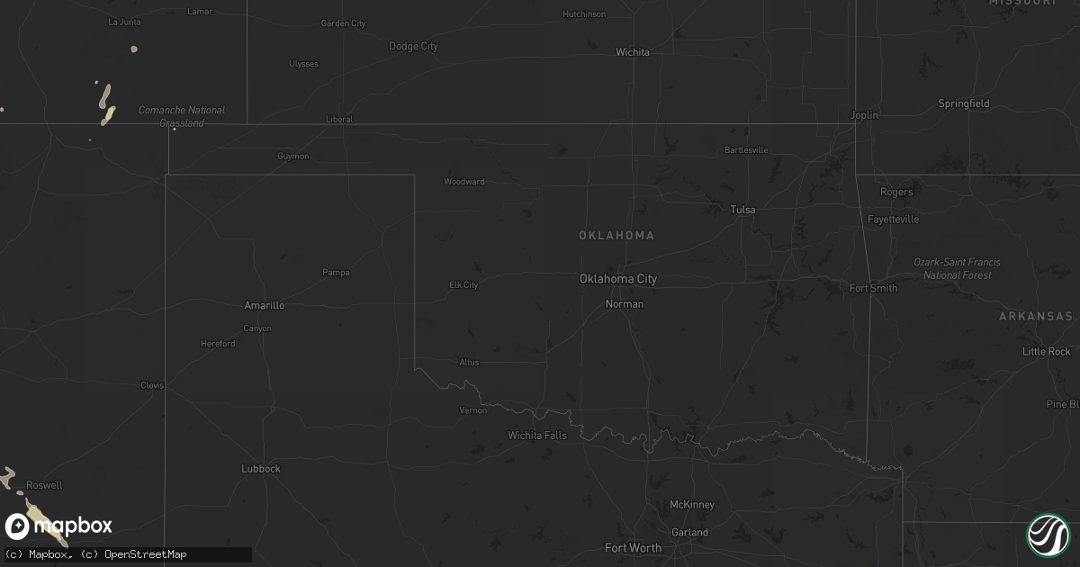 Hail map in Oklahoma on May 13, 2012