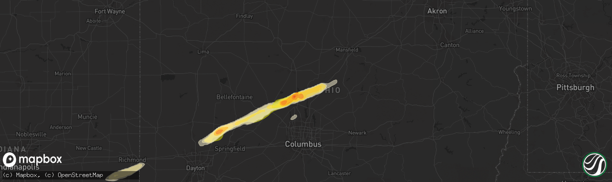 Hail map in Ashley, OH on May 13, 2014