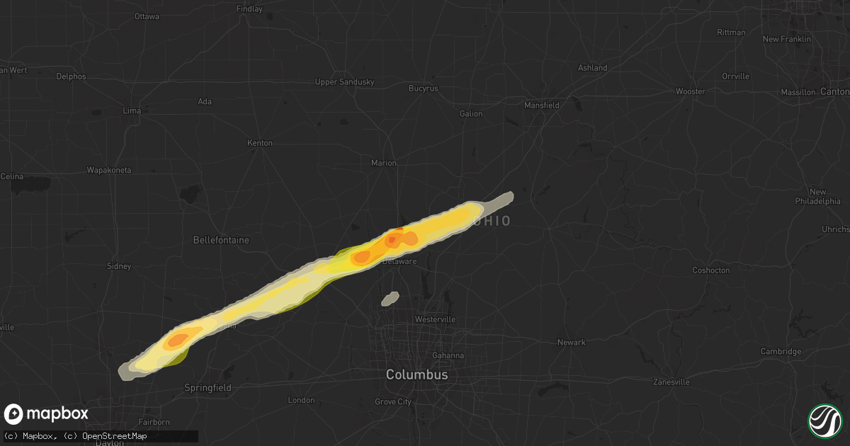 Hail map in Ashley, OH on May 13, 2014
