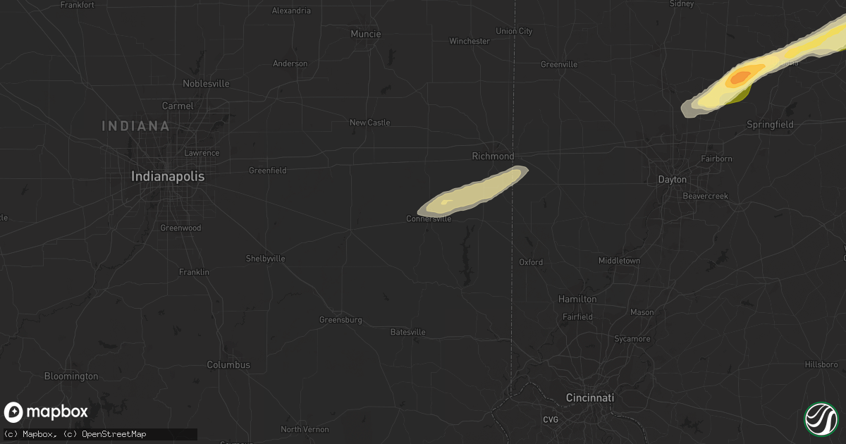 Hail map in Connersville, IN on May 13, 2014