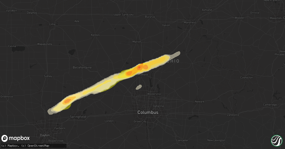 Hail map in Delaware, OH on May 13, 2014