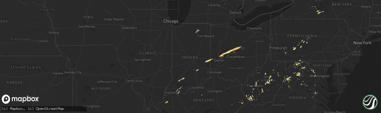 Hail map in Indiana on May 13, 2014