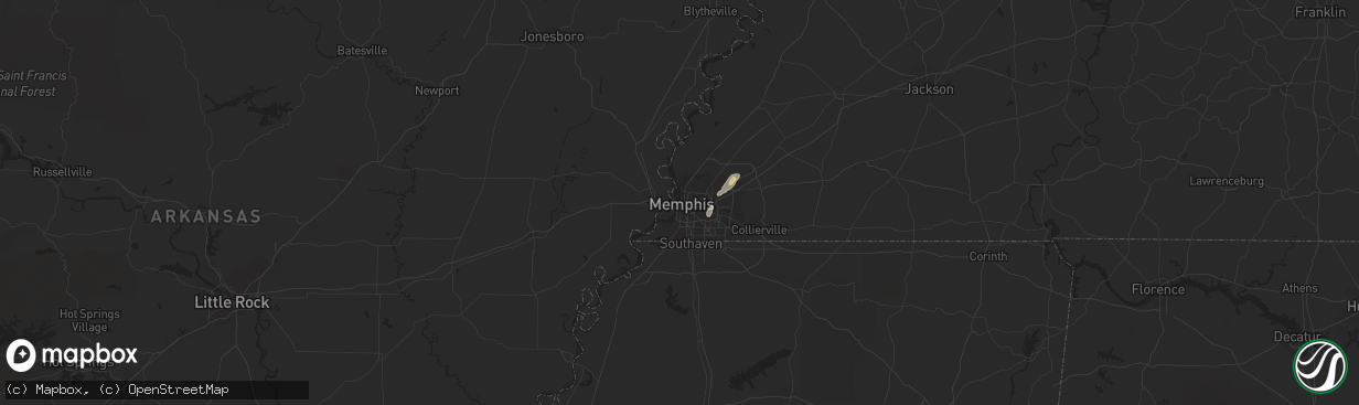 Hail map in Memphis, TN on May 13, 2014