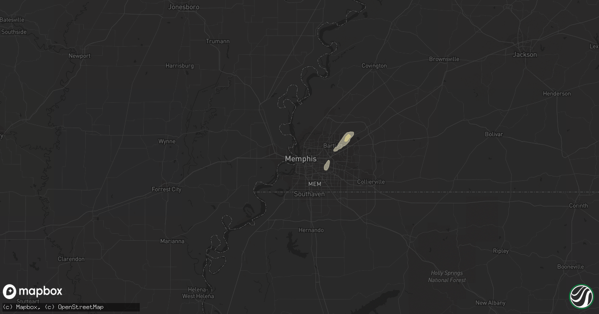 Hail map in Memphis, TN on May 13, 2014