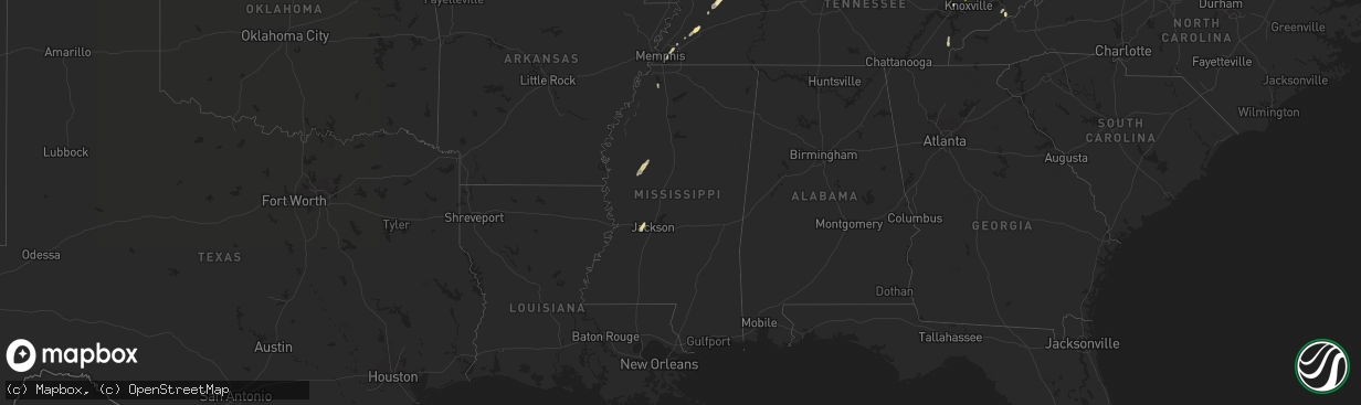 Hail map in Mississippi on May 13, 2014