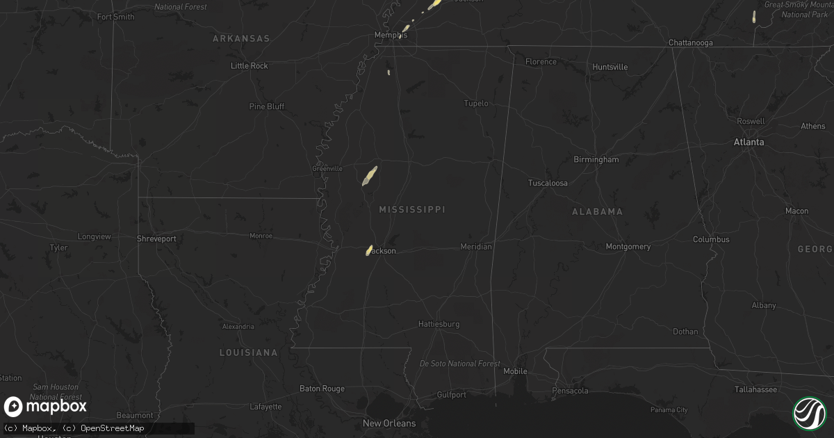 Hail map in Mississippi on May 13, 2014