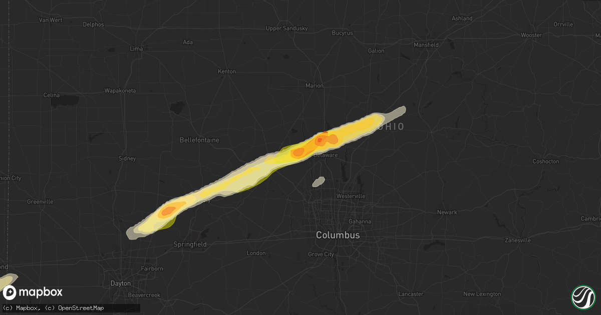 Hail map in Ostrander, OH on May 13, 2014