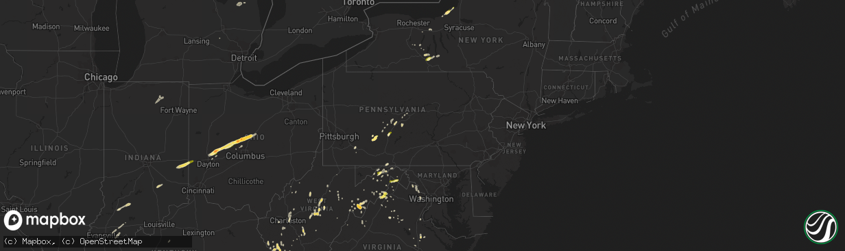 Hail map in Pennsylvania on May 13, 2014