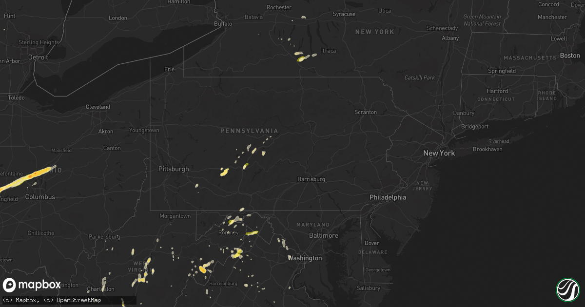 Hail map in Pennsylvania on May 13, 2014