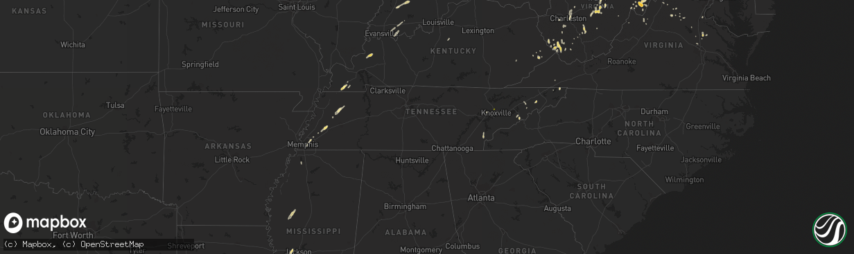 Hail map in Tennessee on May 13, 2014