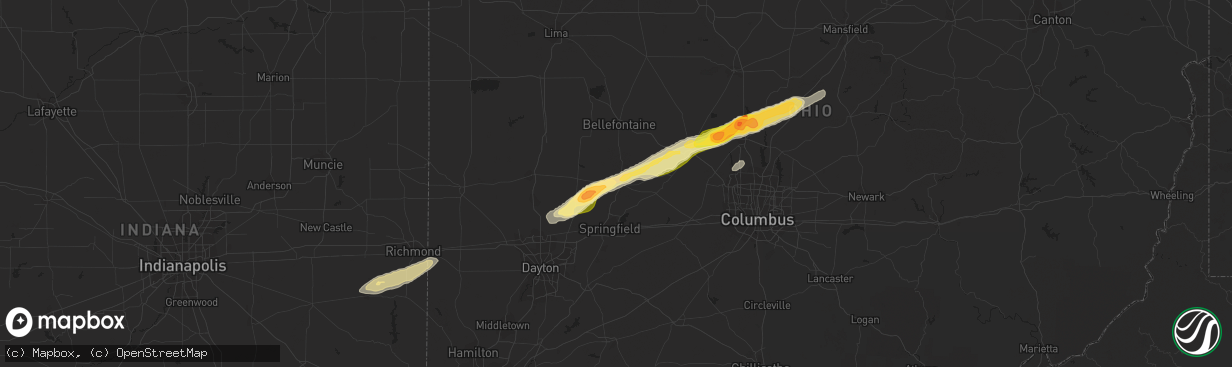 Hail map in Urbana, OH on May 13, 2014