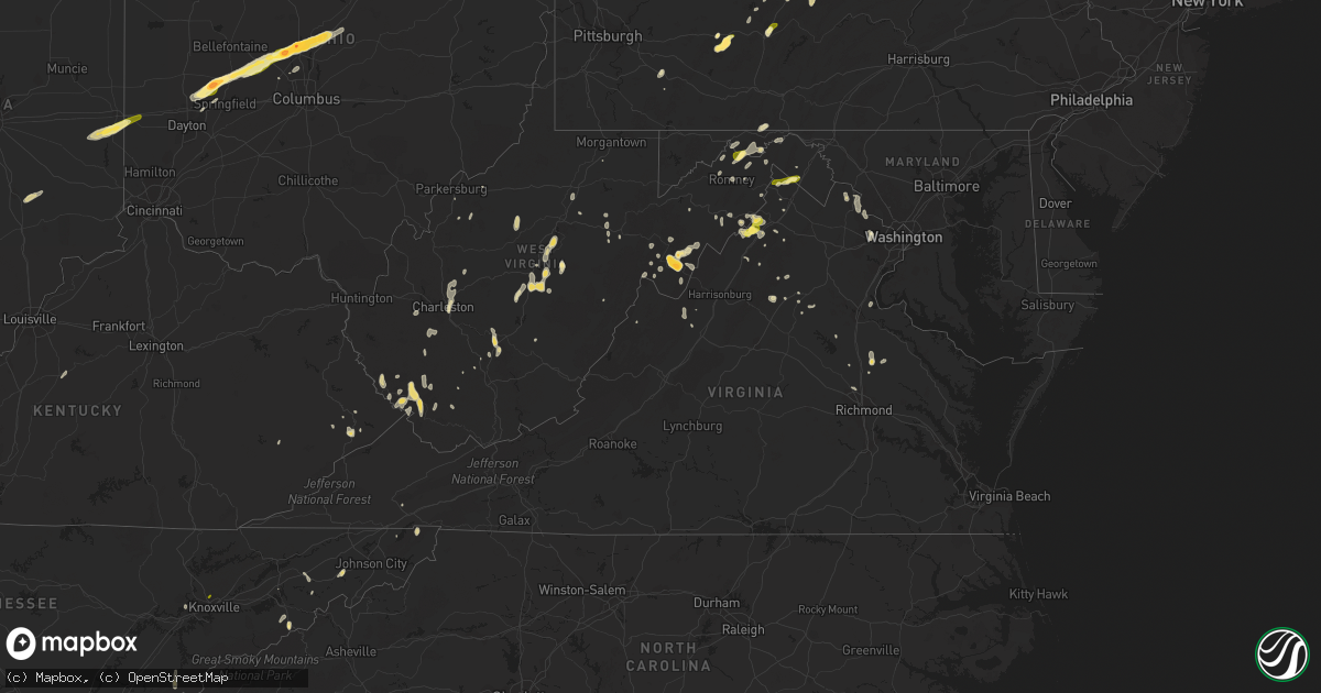 Hail map in Virginia on May 13, 2014