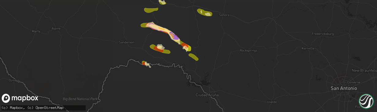 Hail map in Comstock, TX on May 13, 2015