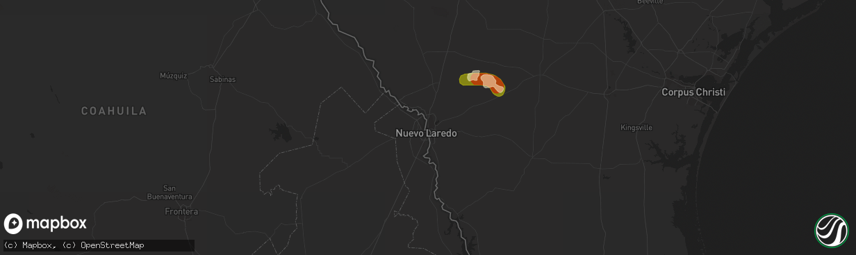 Hail map in Laredo, TX on May 13, 2015