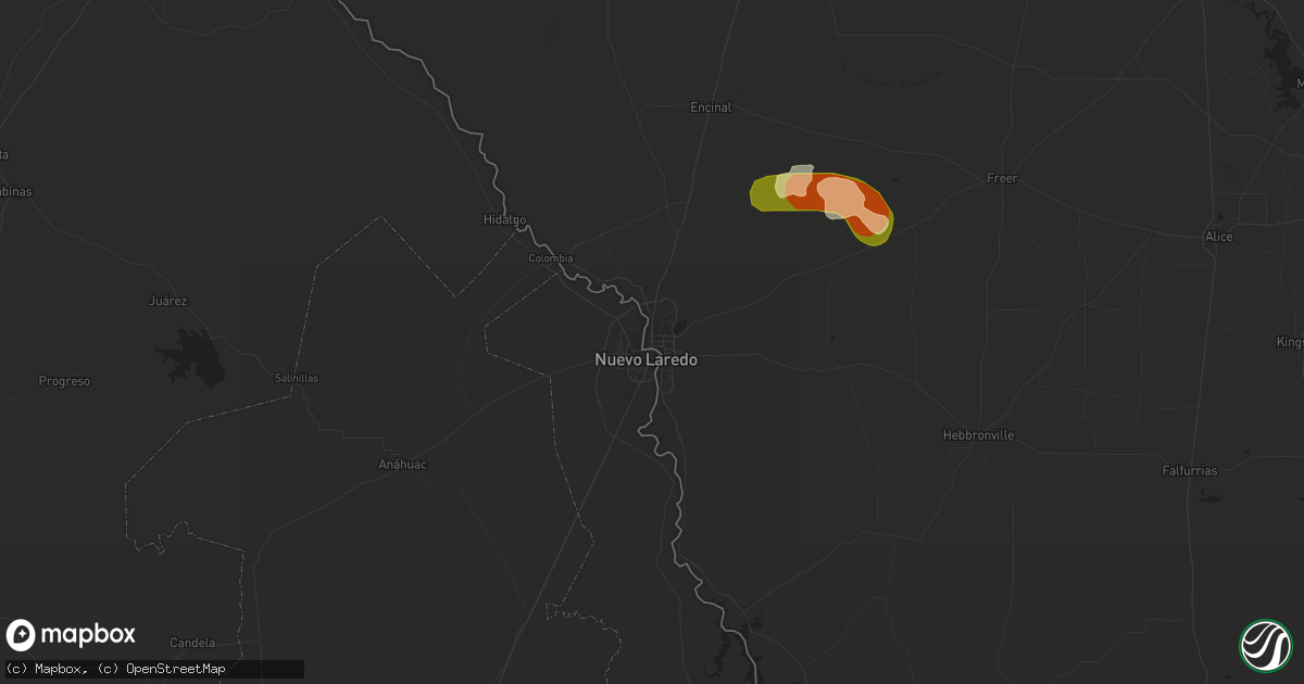 Hail map in Laredo, TX on May 13, 2015