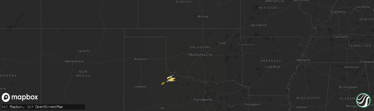 Hail map in Oklahoma on May 13, 2015