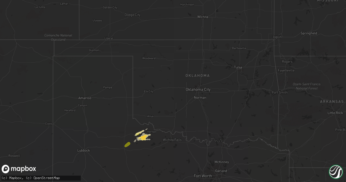 Hail map in Oklahoma on May 13, 2015