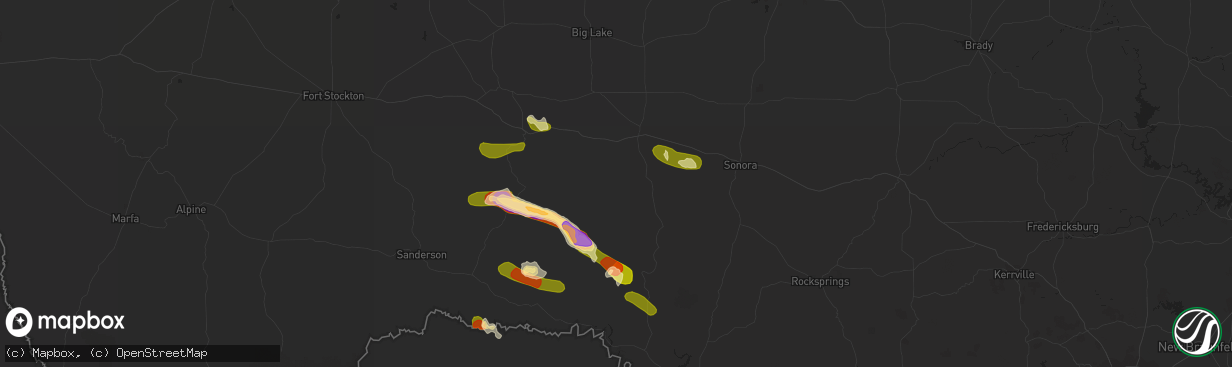 Hail map in Ozona, TX on May 13, 2015