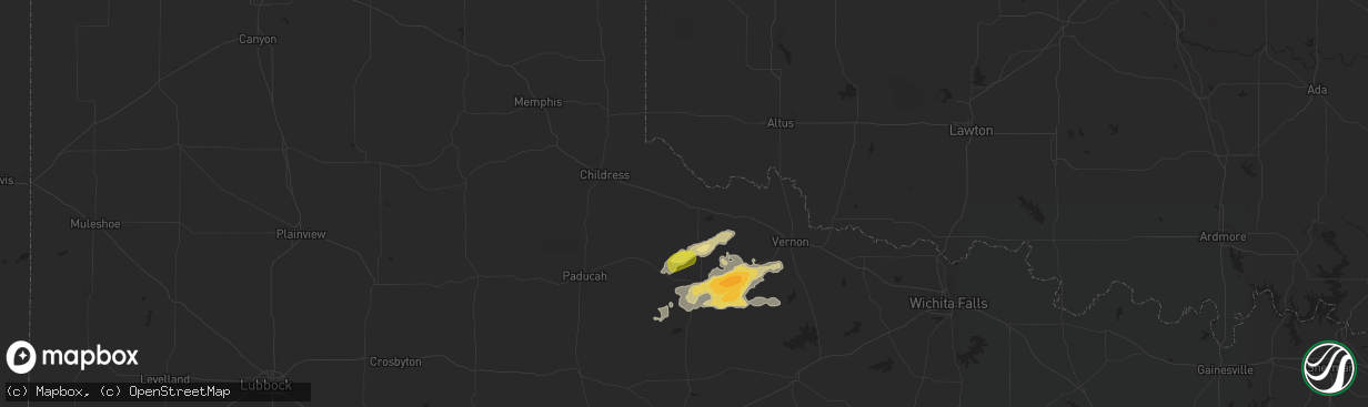 Hail map in Quanah, TX on May 13, 2015