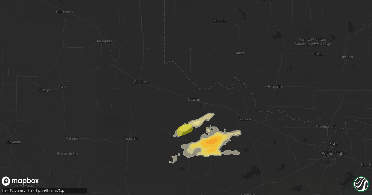 Hail map in Quanah, TX on May 13, 2015