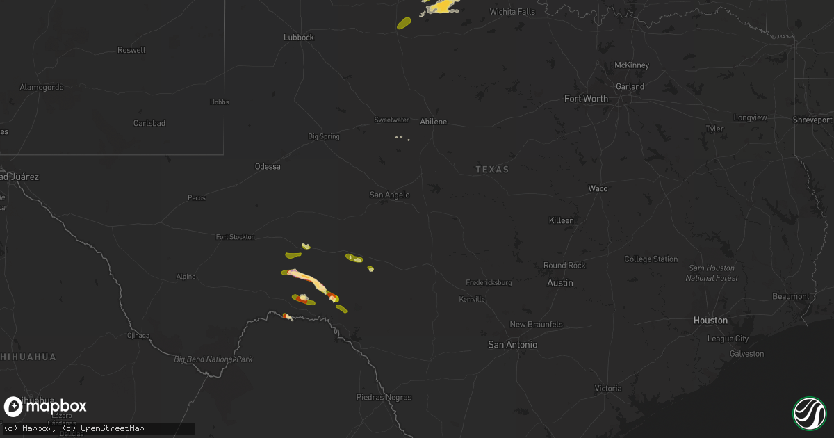 Hail map in Texas on May 13, 2015