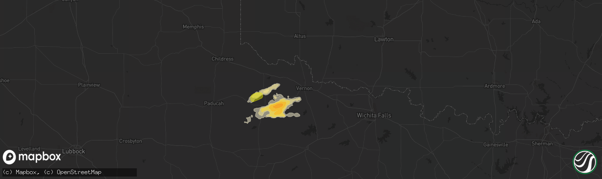 Hail map in Vernon, TX on May 13, 2015