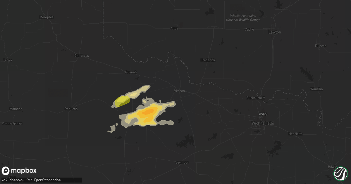 Hail map in Vernon, TX on May 13, 2015
