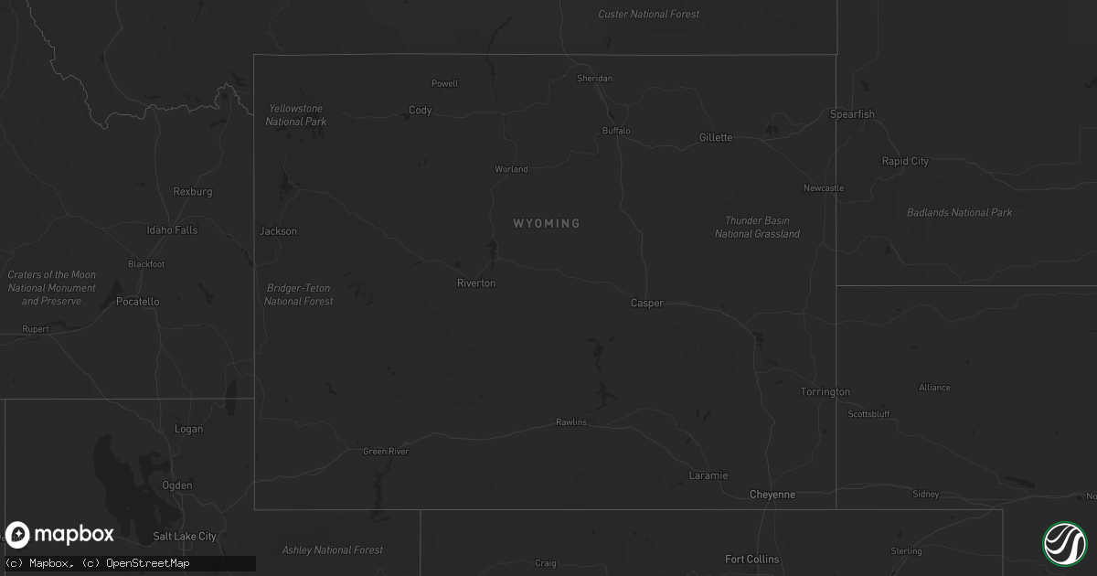 Hail map in Wyoming on May 13, 2015