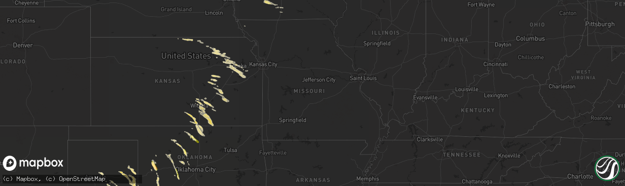 Hail map in Missouri on May 13, 2016