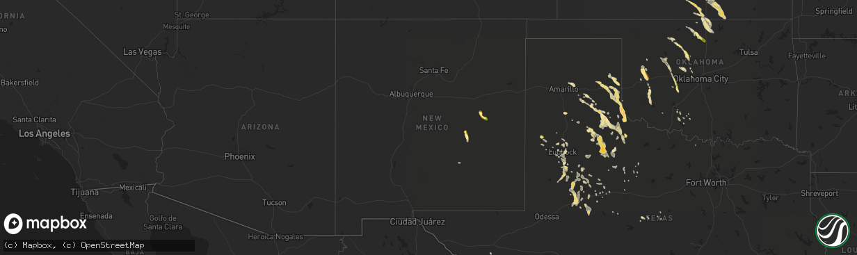 Hail map in New Mexico on May 13, 2016