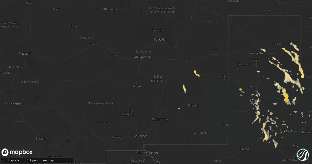 Hail map in New Mexico on May 13, 2016