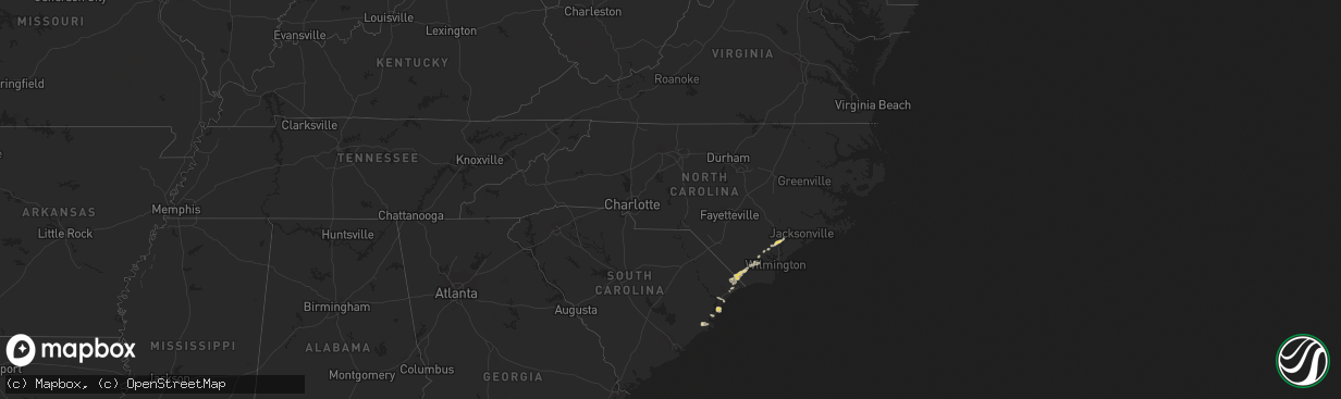 Hail map in North Carolina on May 13, 2016