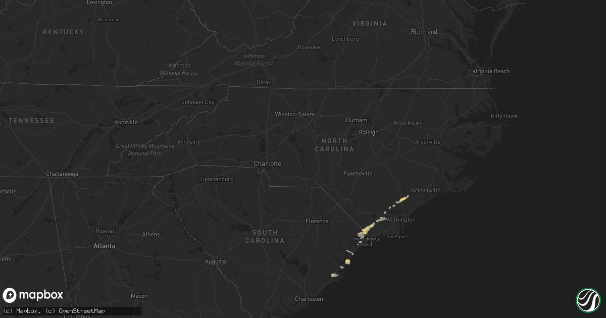 Hail map in North Carolina on May 13, 2016
