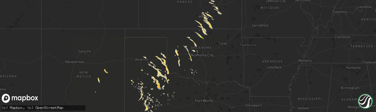 Hail map in Oklahoma on May 13, 2016