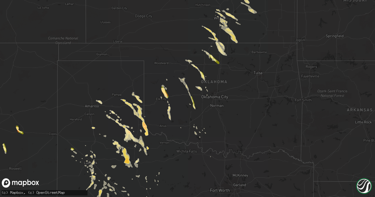 Hail map in Oklahoma on May 13, 2016