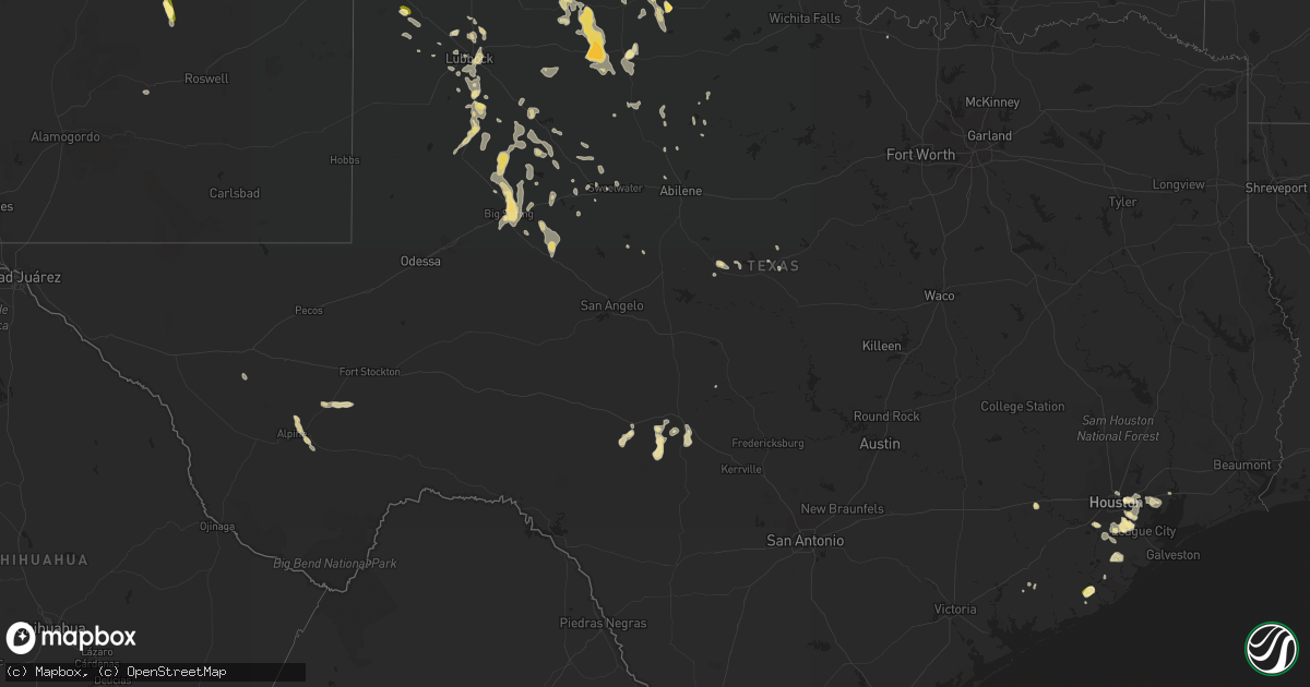 Hail map in Texas on May 13, 2016