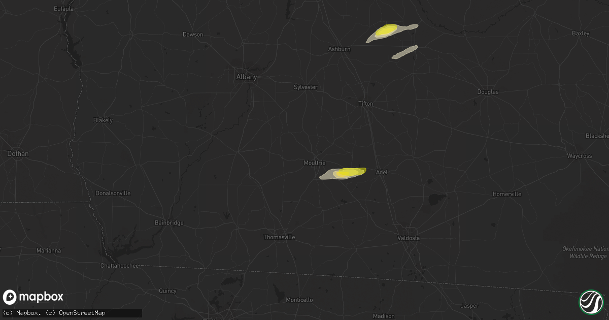 Hail map in Moultrie, GA on May 13, 2017