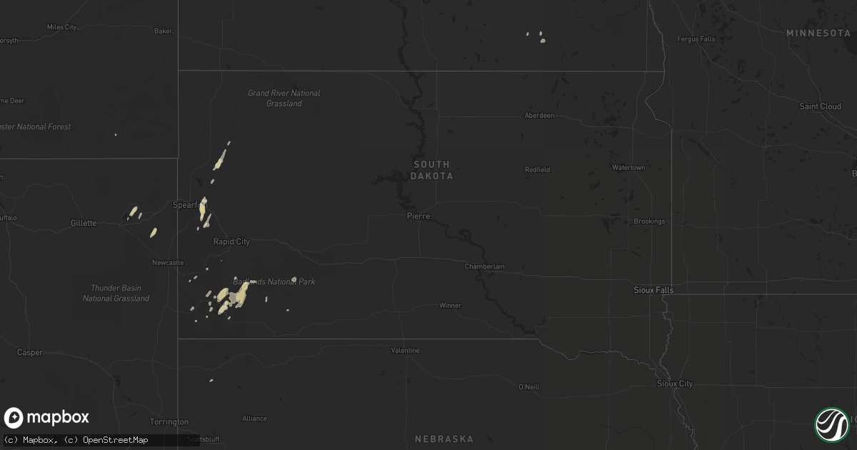 Hail map in South Dakota on May 13, 2017