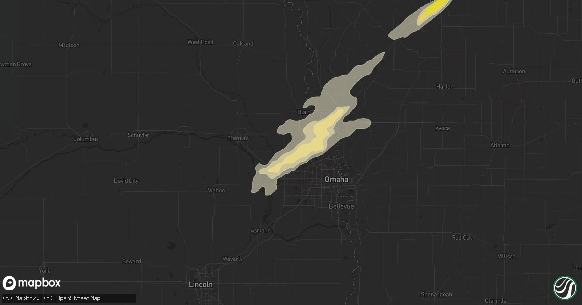 Hail map in Bennington, NE on May 13, 2018