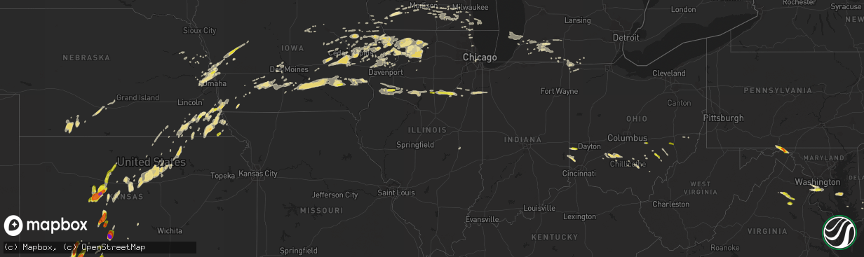 Hail map in Illinois on May 13, 2018