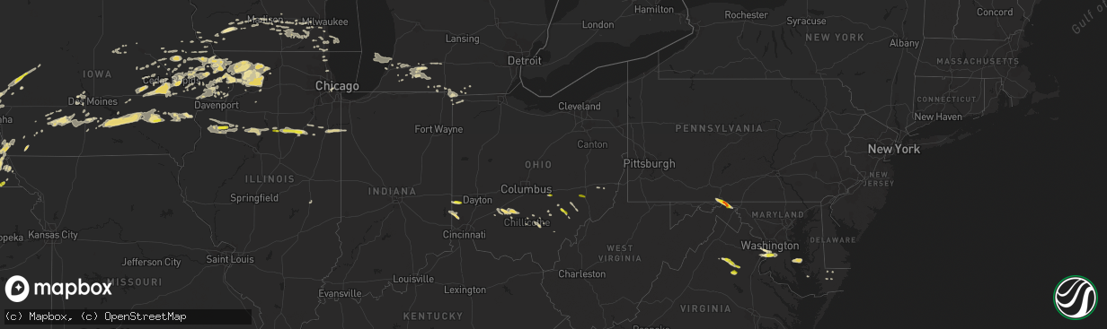Hail map in Ohio on May 13, 2018